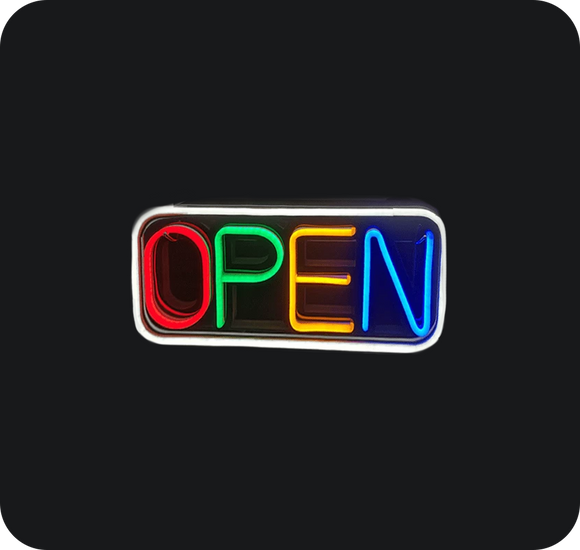 Enseigne LED<br> Open Coloré 